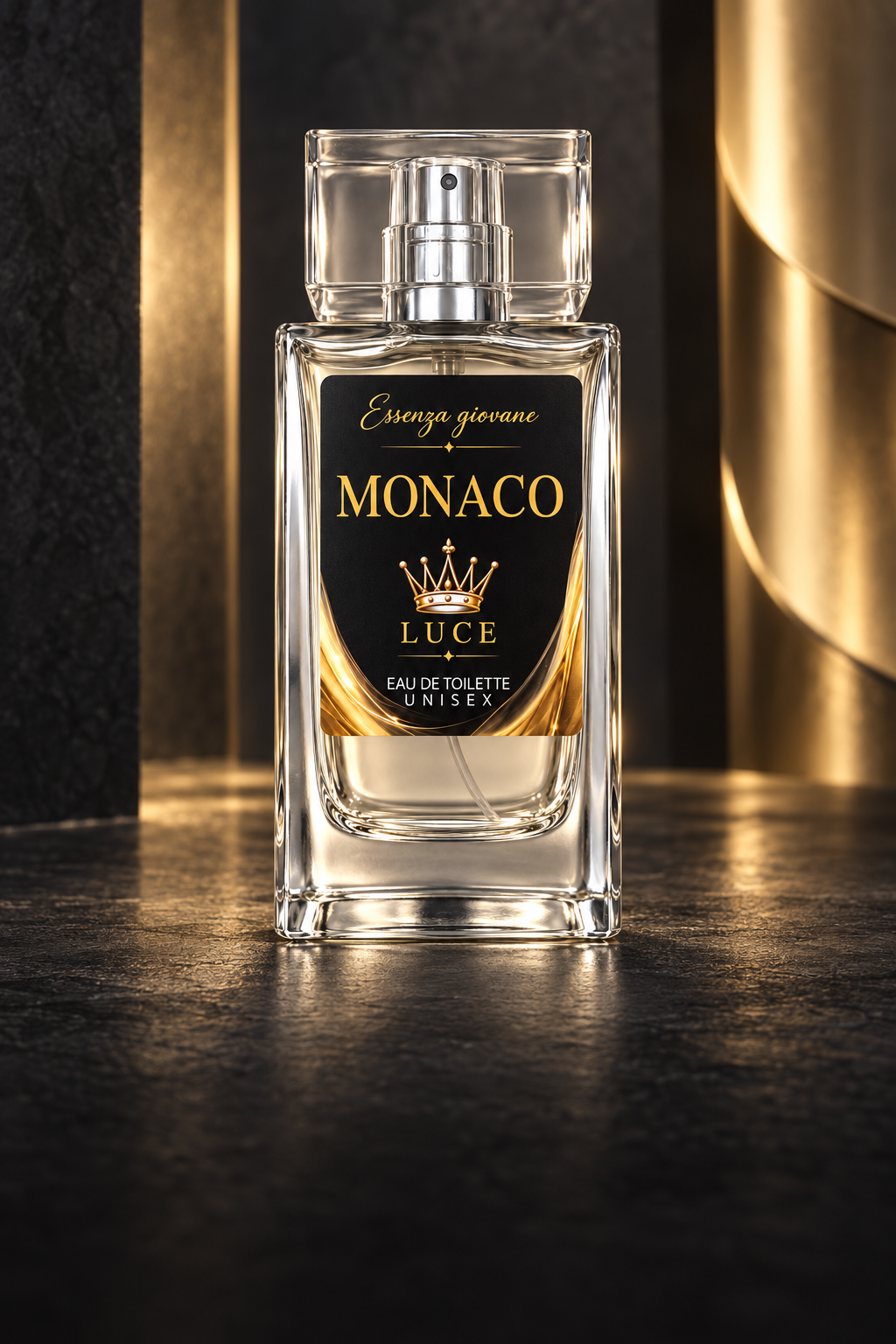 Monaco Eau de Toilette, ambientazione nera e oro